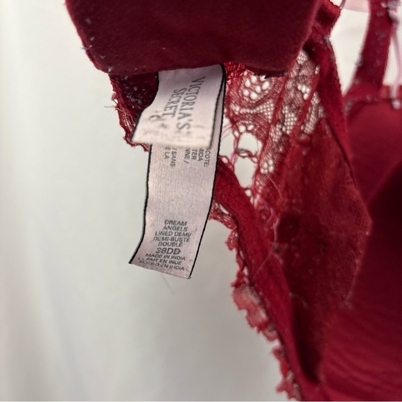 Victoria Secret Women Bra 38DD Red Violet Lace Dream Angels Lined Demi Underwire - Picture 13 of 16